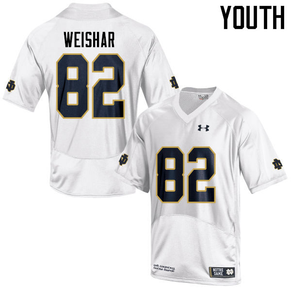 Youth #82 Nic Weishar Notre Dame Fighting Irish College Football Jerseys-White